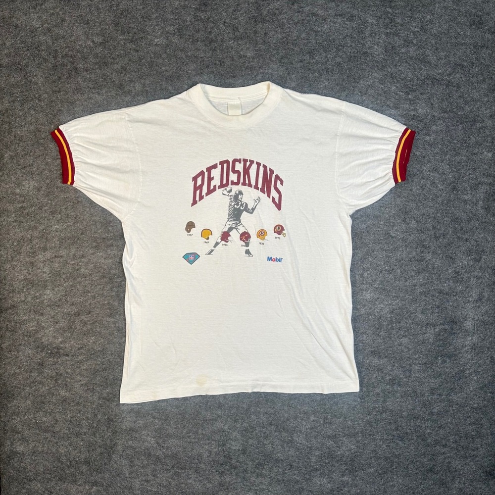 Vintage Washington Redskins NFL 75th Anniversary Sammy Baugh Ringer T-Shirt L
